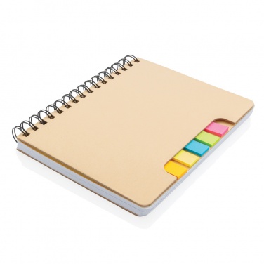 Logo trade advertising product photo of: A5 Kraft spiral notebook with sticky notes
