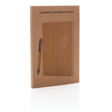 Logo trade promotional items picture of: A5 Bamboo notebook & pen set