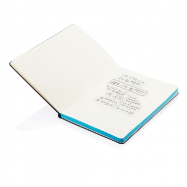 Logo trade promotional products image of: Deluxe hardcover A5 notebook with coloured side