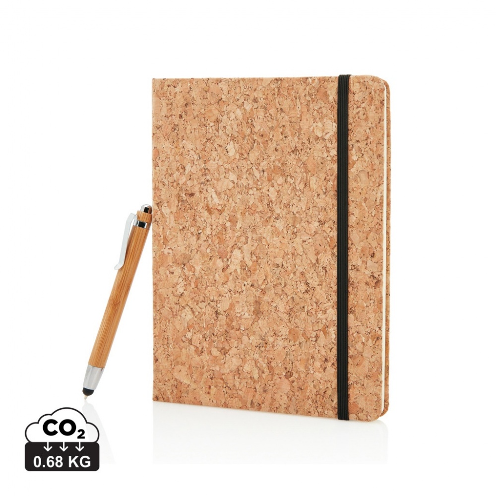Logo trade promotional items picture of: A5 notebook with bamboo pen including stylus