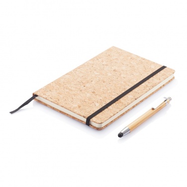 Logo trade promotional items picture of: A5 notebook with bamboo pen including stylus