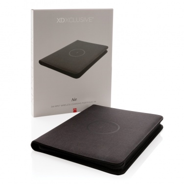 Logotrade promotional item picture of: Air 5W wireless charging portfolio A4 w/ 5000 mAh powerbank