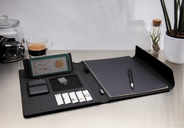 Logo trade promotional giveaways image of: Fiko 5W wireless charging portfolio A4 with powerbank