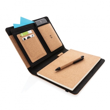 Logo trade advertising products image of: Deluxe cork portfolio A5 with pen