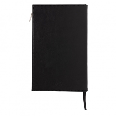 Logo trade promotional giveaways image of: Swiss Peak A5 PU notebook with zipper pocket