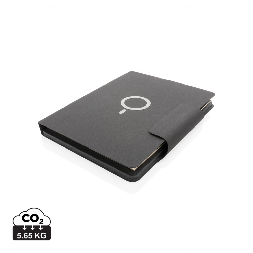 Logo trade promotional merchandise image of: Artic Magnetic 10W wireless charging A4 portfolio