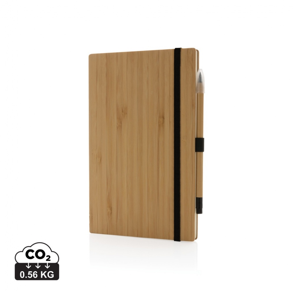Logotrade promotional gift image of: Bamboo notebook and infinity pencil set