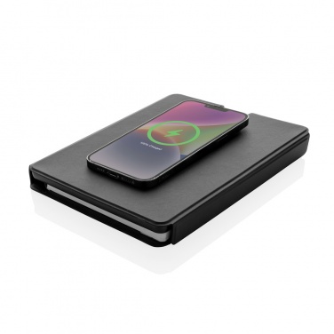 Logotrade promotional item image of: Swiss Peak RCS rePU notebook with 2-in-1 wireless charger