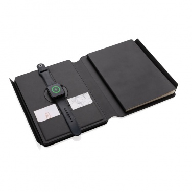 Logotrade promotional item image of: Swiss Peak RCS rePU notebook with 2-in-1 wireless charger