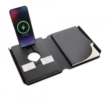 Logo trade promotional gifts picture of: Swiss Peak RCS rePU notebook with 2-in-1 wireless charger