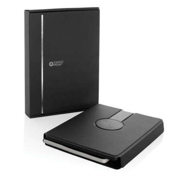 Logo trade business gift photo of: Swiss Peak RCS rePU notebook with 2-in-1 wireless charger
