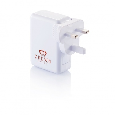 Logo trade promotional items image of: Travel plug with 4 USB ports