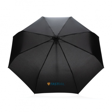 Logo trade promotional gift photo of: 21" Impact AWARE™ RPET 190T bamboo auto open/close umbrella