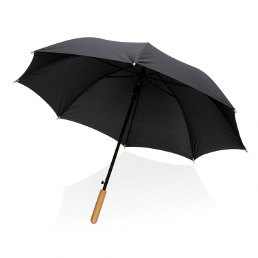 Logo trade corporate gifts image of: 23" Impact AWARE™ RPET 190T auto open bamboo umbrella