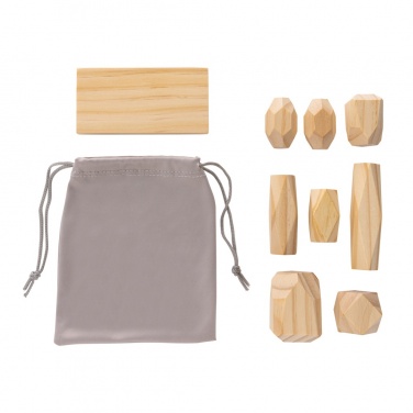 Logo trade promotional items image of: Ukiyo Crios wooden balancing rocks in pouch