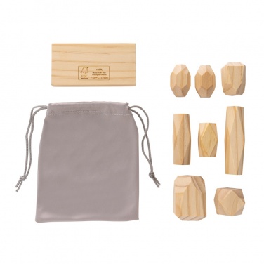 Logo trade promotional items picture of: Ukiyo Crios wooden balancing rocks in pouch