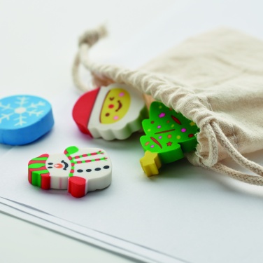 Logo trade advertising product photo of: Set of 4 Christmas erasers