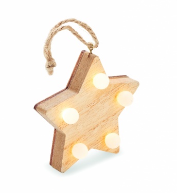 Logo trade promotional product photo of: Wooden weed star with lights