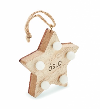 Logo trade promotional merchandise image of: Wooden weed star with lights
