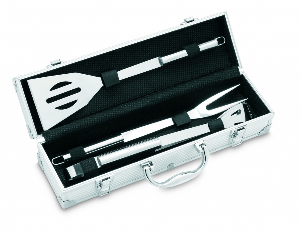 Logotrade promotional gift image of: 3 BBQ tools in aluminium case