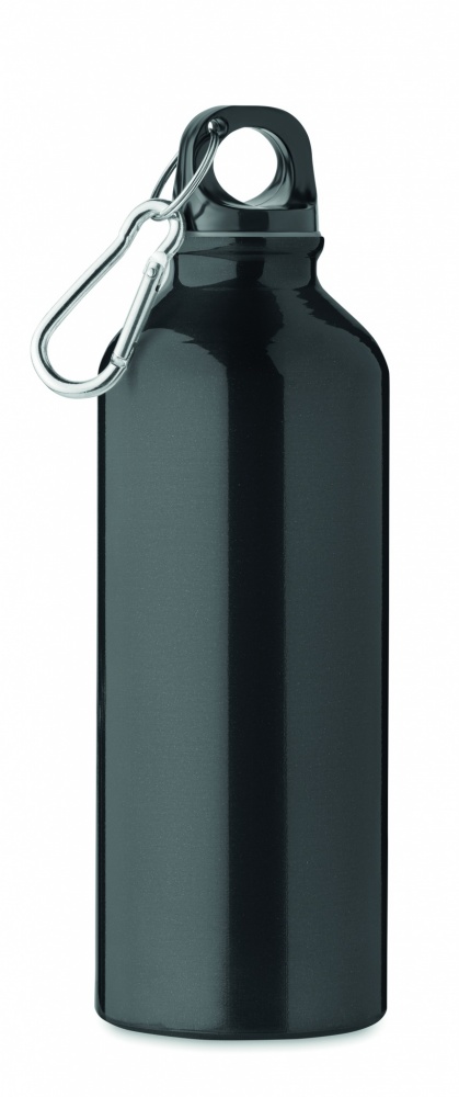 Logo trade corporate gifts image of: 500 ml single-walled water bottle made of recycled aluminum with a carabiner