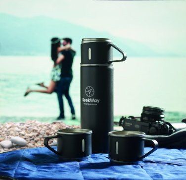 Logo trade business gift photo of: Double wall bottle and cup set