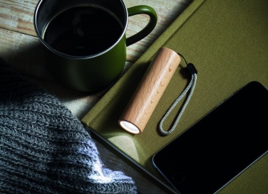 Logo trade promotional giveaways image of: Beech wood rechargeable torch