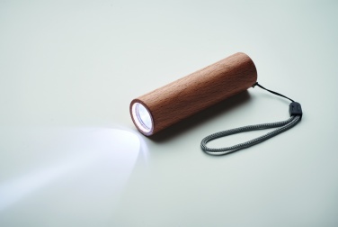 Logo trade promotional giveaways picture of: Beech wood rechargeable torch