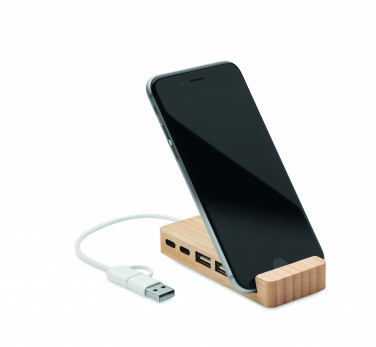 Logotrade business gifts photo of: Bamboo USB 4 ports hub