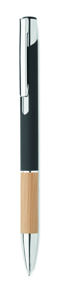 Logo trade promotional giveaways image of: Ballpoint pen made of aluminum with a bamboo grip