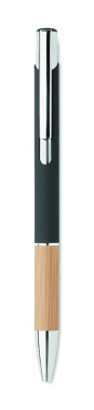 Logo trade business gift photo of: Ballpoint pen made of aluminum with a bamboo grip