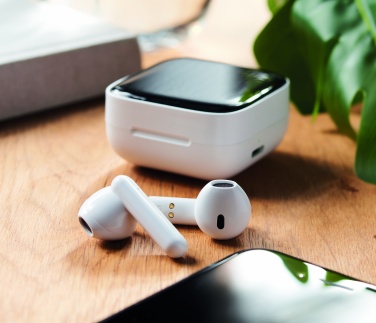 Logo trade promotional merchandise image of: TWS earbuds with solar charger