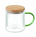 Double wall borosilicate mug, Transparent Green