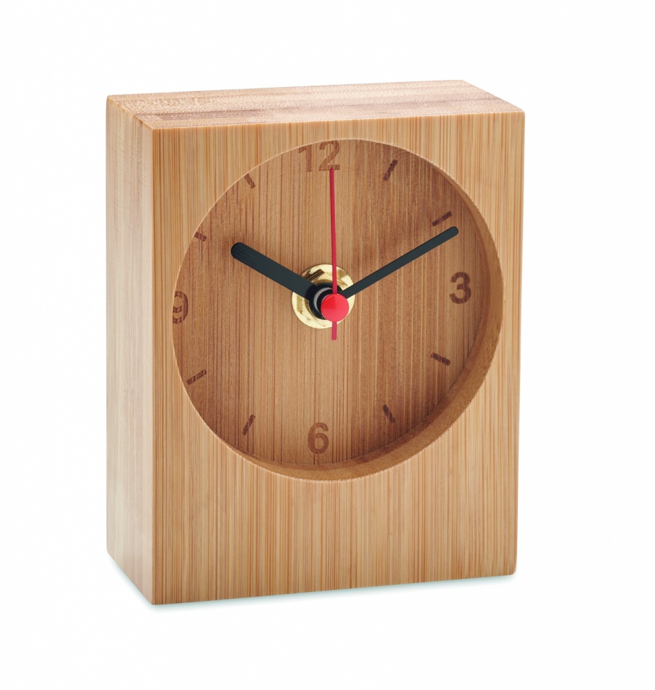 Logo trade corporate gifts image of: Bamboo table clock