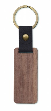 Logotrade promotional item picture of: Key ring in walnut and PU Kokkola