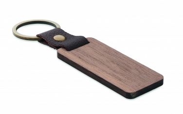 Logotrade promotional gift picture of: Key ring in walnut and PU Kokkola