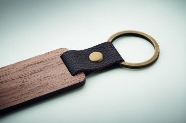 Logo trade promotional gifts image of: Key ring in walnut and PU Kokkola