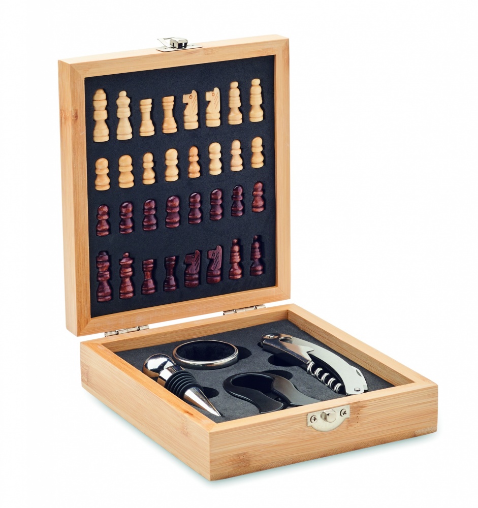 Logo trade promotional giveaways picture of: Chess board wine set
