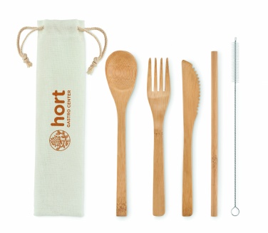 Logo trade corporate gifts picture of: Bamboo cutlery with straw