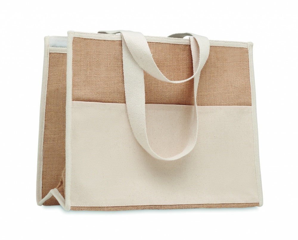 Logo trade advertising products picture of: Jute and canvas cooler bag