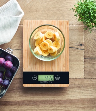 Logo trade promotional gifts picture of: Bamboo digital kitchen scales