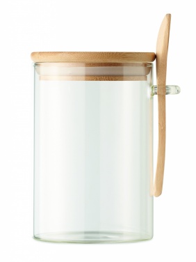 Logo trade promotional merchandise image of: Glass jar with spoon 600 ml