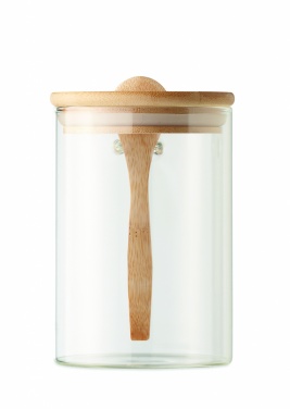 Logo trade promotional items image of: Glass jar with spoon 600 ml