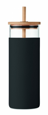 Logo trade promotional giveaways image of: Glass tumbler 450ml bamboo lid
