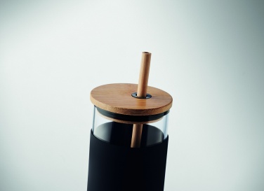 Logo trade promotional items image of: Glass tumbler 450ml bamboo lid