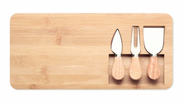 Logo trade promotional giveaways image of: Bamboo Cheese board set Leipzig