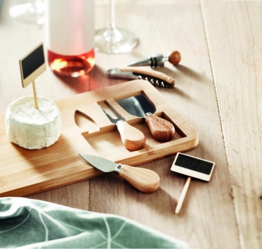 Logo trade corporate gifts image of: Bamboo Cheese board set Leipzig