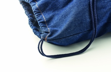 Logo trade promotional giveaway photo of: Recycled denim drawstring bag