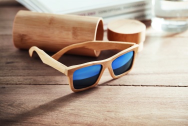 Logo trade business gift photo of: Sunglasses and case in bamboo KEILA