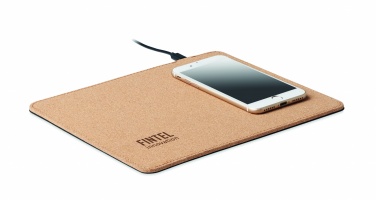 Logo trade promotional gift photo of: Cork mouse mat charger 15W